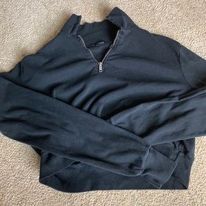John Galt Black Cropped Quarter ZIP